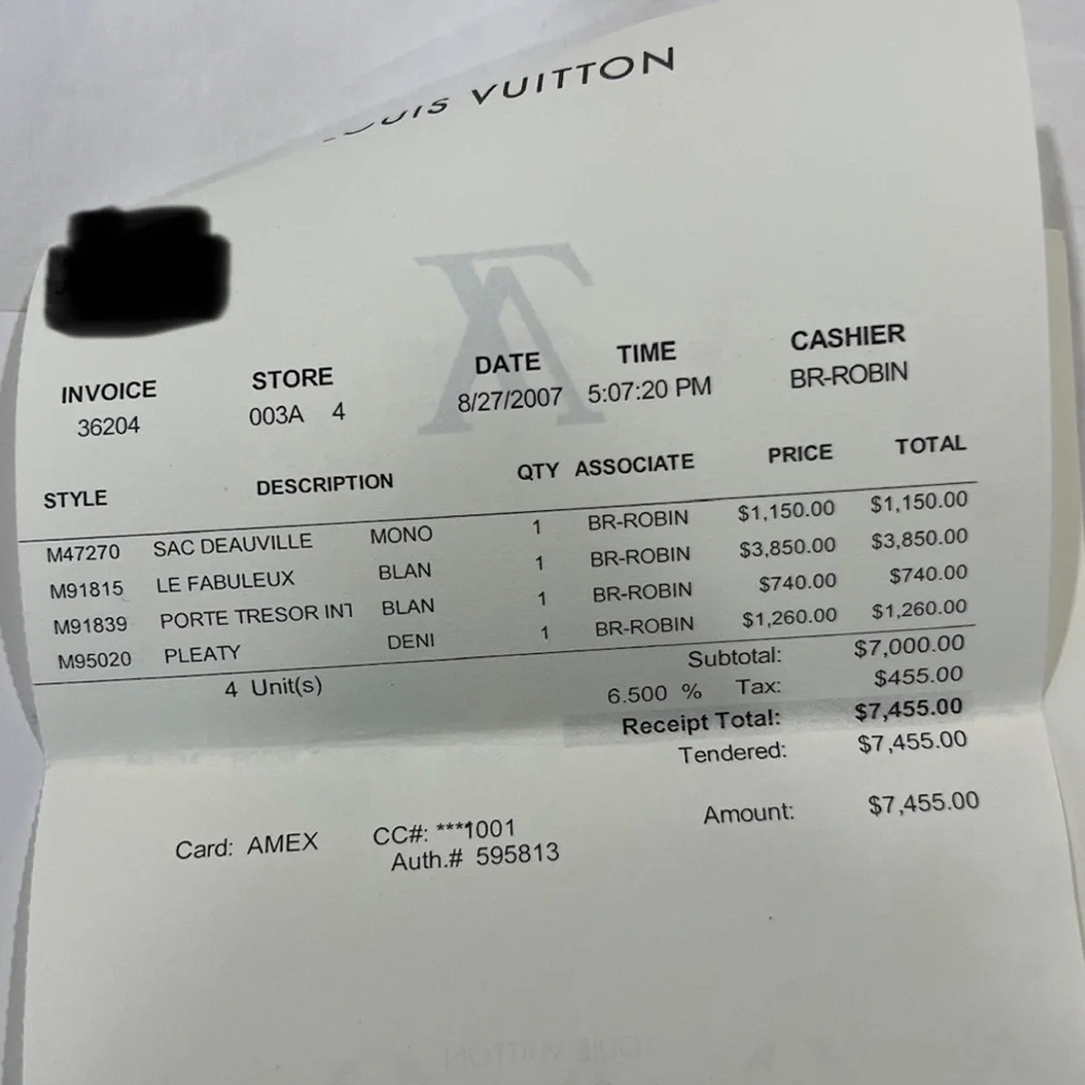 Louis Vuitton Wallet matching wallet with receipt